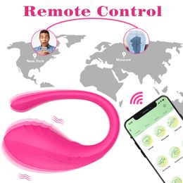 Vibrators Wireless Bluetooth G Spot Dildo Vibrator for Women APP Remote Control Wear Vibrating Egg Clit Female Panties Sex Toys for Adults 230508