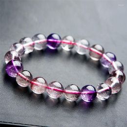 Strand 10mm Genuine Natural Super 7 Seven Rutilated Melody Stone Charm Crystal Quartz Round Bead Bracelets For Women