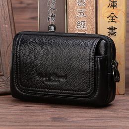 Waist Bags High Quality Genuine Leather Cell Mobile Phone Pocket Cigarette Case Hook Bag Male Pouch Bum Belt Purse Men Hip Fanny Pack