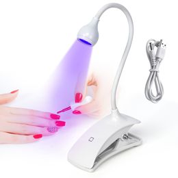 Nail Dryers Mini UV Nail Lights Dryer Led Lamp Ultraviolet Flexible USB Clip-On Desk Gel Curing Manicure Pedicure Salon Tools 230508