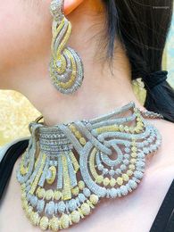 Necklace Earrings Set KellyBola 4 PCS Noble Luxury Gorgeous Bangle Ring Jewellery For Bridal Actor Dancer Accessories