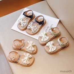 Sandals Baby Girls Sandals 2023 Summer New Children Casual Open-toe Style Dot Printing Bow Princess Kids Shoes for Beach