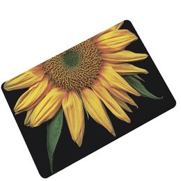 Sunflower Oil Painting Printed Doormat Rubber Absorbent Non-slip Porch Carpet Floor Mat Does Not Drop Hair Foot Mat 1224268