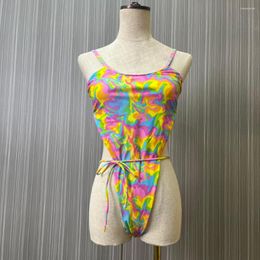 Ethnic Clothing Sexy African Style Women's Swimsuit Lace Up One-Piece Bikini Open Back Cut-Out 2023 Girls Beach Adjustable Swimwear