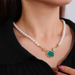 Pendant Necklaces 2023 Pearl Necklace For Elegant Women Clover Five-Leaf Flower Fashion Jewelry Accessories Daily Party Wear