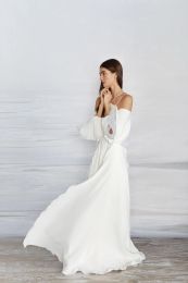 Sexy Bohemian Plus Size A Line Wedding Dresses for Women Spagetti Straps Satin Backless Sweep Train Bridal Gown Second Reception Dress for Weddding Party Custom Made