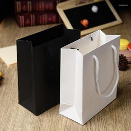 Gift Wrap 10/30pcs White Black Highest Simple Paper Bag Kraft Candy Box With Handle Wedding Birthday Party Package