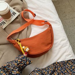 Evening Bags Orange Canvas Crossbody Bag For Women Fashion Portable Casual Hobos Chest Bag Middle Students Shoulder Cross Body Bag 230508