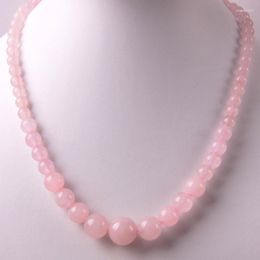 Chains Rose Quartz Graduated Round Beads Necklace 18 Inch Jewelry For Gift F196