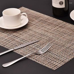 Table Mats PVC Placemats Rectangle Woven Cup Non-slip Place For Home Restaurant Fork Spoon Knife Kitchen Accessory