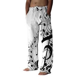 Pants Men's Trousers Summer Pants Elastic Drawstring Design Front Pocket Straight Leg Graphic Prints Musical Instrument Comfort Soft