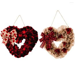 Decorative Flowers 2023 Valentine Day Decoration Red Heart Shaped Wreath Led Garland Happy Valentine's Wedding Party Pendants Ornaments