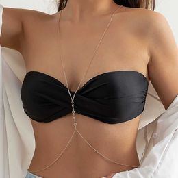 Belly Chains PuRui Summer Simple Sexy Cross Crystal Integrated Waist Chain and Chest Chain Sexy Beach Bikini Body Chain Belly Chain for Women Z0508