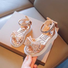 Sandals Bling Rhinestone Girls Sandals Summer Kids Shoes For Girl Party Wedding Ankle Straps Cute Bow-knot Sandals