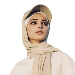 Muslim Women Bucket Hat With Chiffon Hijabs Outdoor Solid Summer Sun Hats with Scarf Ready To Wear Instant Hijabs Baseball Cap