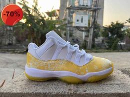 Sandals With Box Box With 11 Low Yellow Snakeskin Basketball Shoes Men Women White Tour Yellow 11s