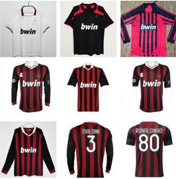 2007 2008 2009 2010 ac MILANS Retro camisas de futebol vintage camisa de futebol 07 08 09 10 clássico Maglia da calcio manga longa MALDINI SEEDORF KAKA RONALDINHO