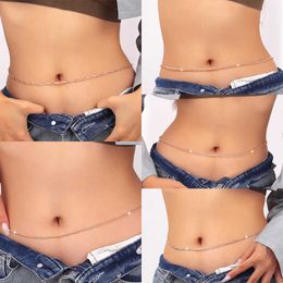 Belly Chains Simple Belly Chain Metal Waist Chain Summer Beach Bikini Sexy Body Waist Suit For Women Single Layer Body Chain Body Jewellery Z0508