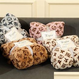 Blankets Designer Letters Leopard Grain Blanket Imitation Rabbit Crystal Veet Nap Double Sofa Blanket206s Drop Delivery Home Garden t Dh1uq Best quality