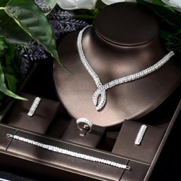 Necklace Earrings Set HIBRIDE Charming 4PCS And Earring For Women Bridal Wedding Got Enagged Jewellery Conjunto De Joyas N-1287