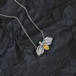 18K Gold plattiert Silber HoneyBee Schmuck Frauen Anhänger Halsketten Kettenkette Luxus Herz Anhänger Halskette Custom Love Top -Quality Hochzeitsfeier Großhandelsgeschenk