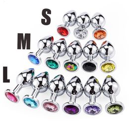 Anal Toys Gem Crystal Jewellery Round Anal Plug Sex Toy Metal Stainless Steel Butt Small Tail Gay And Lesbian Couples Smooth Dildo Anal Plug 230508