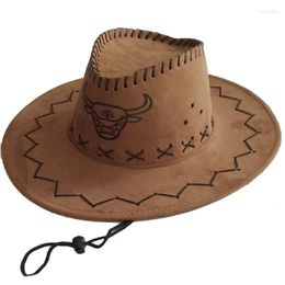 Berets Retro Felt Cowgirl Hat With Anti-slip Band Western For Summer Sun Protect DXAABerets