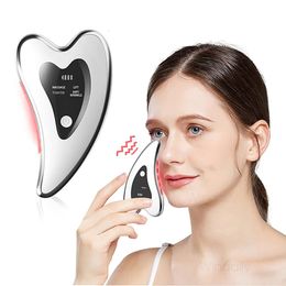 Face Massager 4-in-1 electric Guasha massager heating vibration scraping tool anti wrinkle double chin lifting device 230506