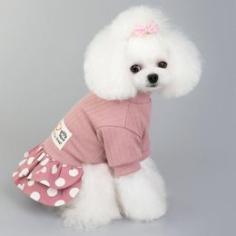 Dog Apparel Spring And Summer One-piece Dress Puppies Teddy Pomeranian Yorkshire Schnauzer Small Fresh Smile Polka Dot DressDog