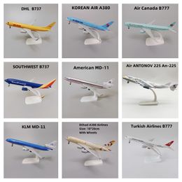 Aircraft Modle ANTONOV 225 An225 KLM USA AA Thai MD11 France PAN AM Southwest DHL Lufthansa Korean DUBAI Alloy Plane Model Airplane 20cm 230508