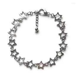 Charm Bracelets Korean Version Alloy Material Hollow Five-pointed Star Retro Bracelet Female Cold Wind Fashion Simple Hip-hop Jewelry