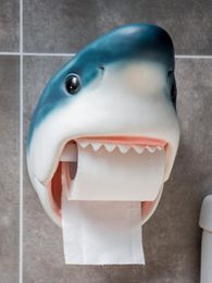 Organisation Decorative Shark Tissue Box Durable Wall Hanging Bathroom Animal Toilet Paper Tissue Roll Holder