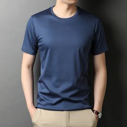 Men's T-Shirts Mercerized Cotton Short Sleeve T Shirt Men Brand High Quality Summer Casual Crewneck Tops Slim Fit Solid Colour Basic Tee Shirts 230508