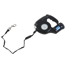 Carrier 4.5M LED Flashlight Extendable Retractable Pet Dog Leash Lead with Garbage Bag