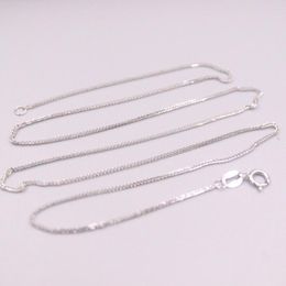 Chains Au750 Real 18K White Gold Chain Neckalce For Women Female 0.8mmW Thin Wheat Choker Necklaces 40cm/45cm Length