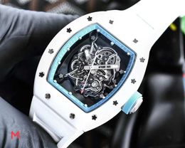 Superclones Richar Millers Mens Rakish Mechanical cool Wrist watches TV Factory rm055 multi-function Fashion Trend White Ceramic Tape X8 2023 New Luxury Style J928