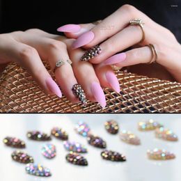 False Nails Stiletto With Stickers 24pcs Pure Colour Matte Pink Press On Bling Crystal Nail Art Fake Lovely Natural