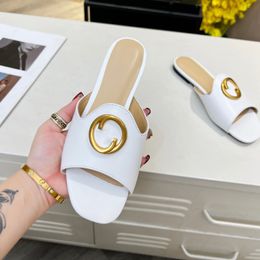 2023 New Type Slippers Womens Genuine Leather Sexy Slim Heel High Heel Sandals Women's Slim Slippers