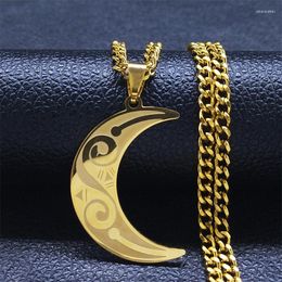 Pendant Necklaces Witchcraft Moon Stainless Steel Gold Colour Women/Men Mystic Gothic Crescent Necklace Jewellery Colgantes N654S06