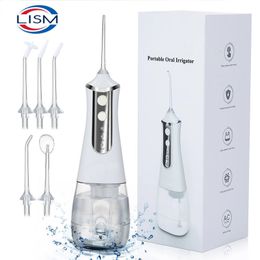 Other Oral Hygiene LISM Portable Oral Irrigator Water Flosser Dental Water Jet Tools Pick Cleaning Teeth 350ML 5 Nozzles Mouth Washing MachineFloss 230508
