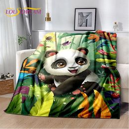 Blankets Swaddling 3D Cartoon Cute Panda Blanket Flannel Blanket Throw Blanket Kid Warm Blanket for Home Living Room Bedroom Beds Sofa Picnic Cover 230508