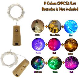 Strips 9PCS/Set 9 Colours 10 20 30LEDs 1M 3.28ft 2M 3M Cork Shaped LED String Light Copper Wire Holiday Outdoor Fairy LightsLED