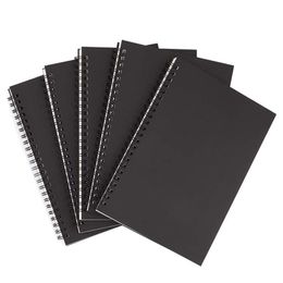 Supplies 5Pcs A5 Black Spiral Notebook Blank Sketchbook Unruled Journal Pack Thick Blank Paper 50 Sheet 100 Unlined Pages