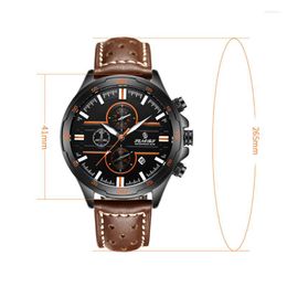 Wristwatches 2023 Mens Watches Top Sport Watch Men Leather Waterproof Clock Quartz Wristwatch Relogio Masculino