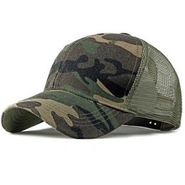 Snapbacks HT2360 Spring Summer Sun Hat Caps for Men Women Adjustable Baseball Cap Breathable Mesh Trucker Cap Camo Camouflage Baseball Hat G230508