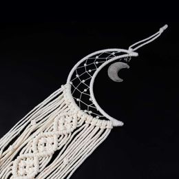 Decorative Objects Figurines Handmade Dream Catchers Hanging White Cotton Flower Dreamcatcher Wind Chimes Indiana Feather Pendant Wall 230508