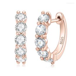 Hoop Earrings IOGOU 3.5mm D Colour Moissanite Hoops Earring Real 925 Silver Rose Gold Plated Huggie For Women Girl Fine Jewellery