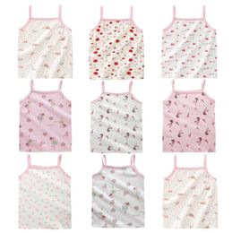 Vest Girls Strawberry Car Singlet Cotton Underwear Tank Kids Quality Undershirts Cotton Tank Bow Tops for Baby Girl Size 3-10T 230508