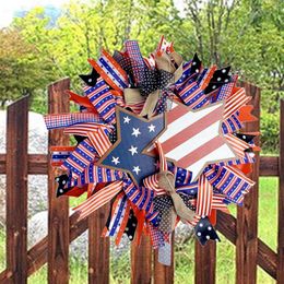 Decorative Flowers 4TH Of July Wreath American Flag Memorial Day Fourth Door