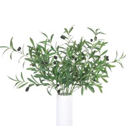 Decorative Flowers Artificial Plants Greenery Olive Leaves Branches Stems With Fruit Fake Branch For Party Home Decor & Wreaths